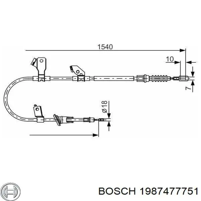 Купити 1987477751 Bosch Трос ручного гальма задній, правий/лівий