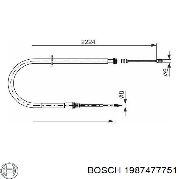 Трос ручного гальма задній, правий/лівий Bosch 1987477751 ціна, від 18.33 USD
