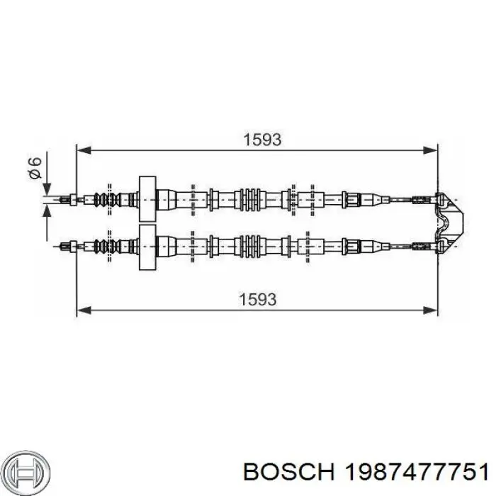 Трос ручного гальма задній, правий/лівий 1987477751 Bosch