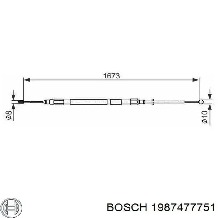 Трос ручного гальма задній, правий/лівий 1987477751 Bosch