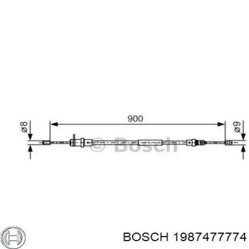 1987477774 Bosch трос ручного гальма передній
