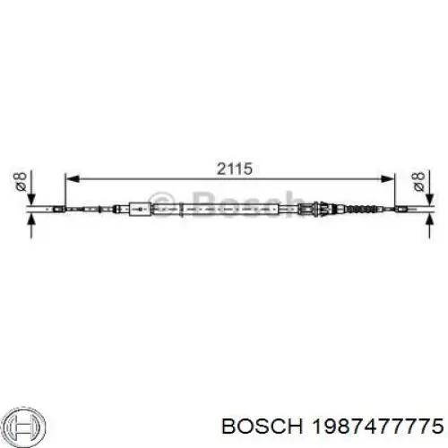 1987477775 Bosch трос ручного гальма задній, правий/лівий