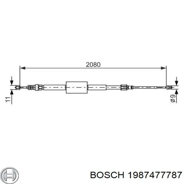 1987477787 Bosch трос ручного гальма задній, правий/лівий