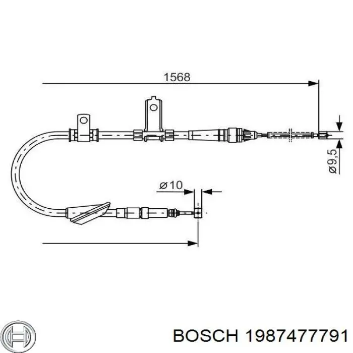 1987477791 Bosch Трос ручника задній лівий