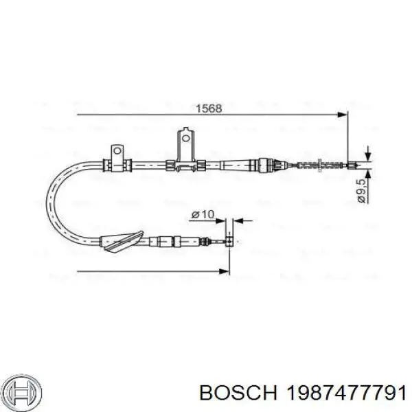 Трос стоянкового гальма задній лівий Bosch 1987477791 ціна, від 24.67 USD