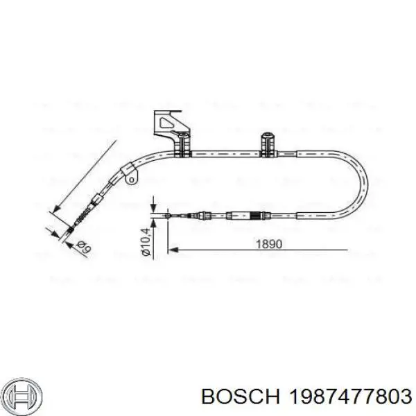 Трос ручного гальма задній, лівий 1987477803 Bosch