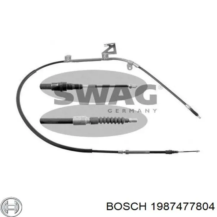 Трос стоянкового гальма задній правий Bosch 1987477804 ціна, від 34.73 USD