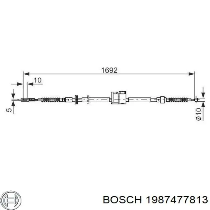 1987477813 Bosch трос ручного гальма задній, лівий