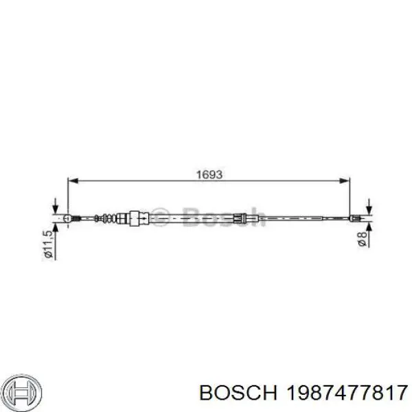 1987477817 Bosch трос ручного гальма задній, правий/лівий