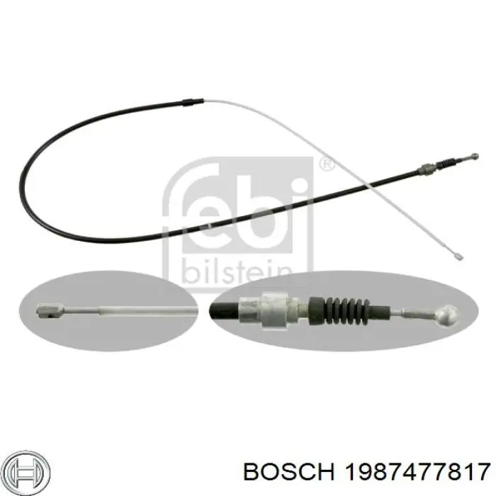 1987477817 Bosch Трос ручного гальма задній, правий/лівий