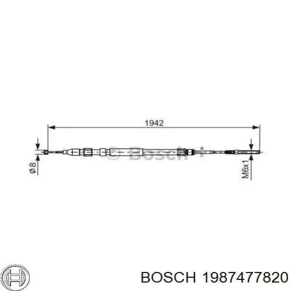 1987477820 Bosch трос ручного гальма задній, правий/лівий