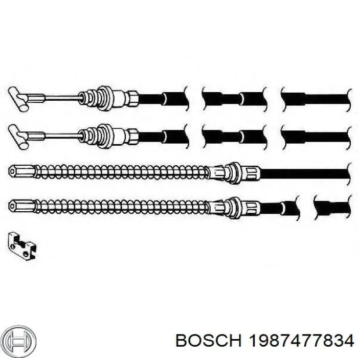 1987477834 Bosch трос ручного гальма задній, правий/лівий