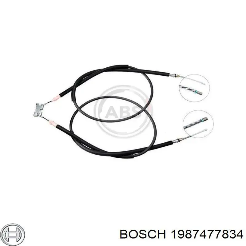 1987477834 Bosch Трос ручного гальма задній, правий/лівий