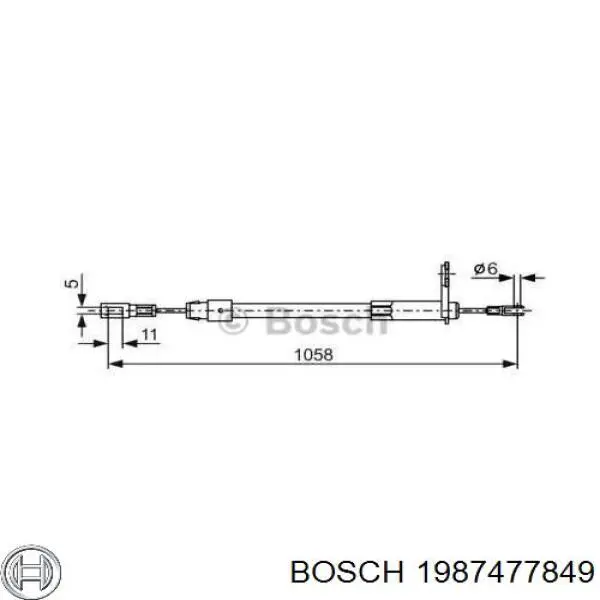 1987477849 Bosch Трос ручника задній лівий