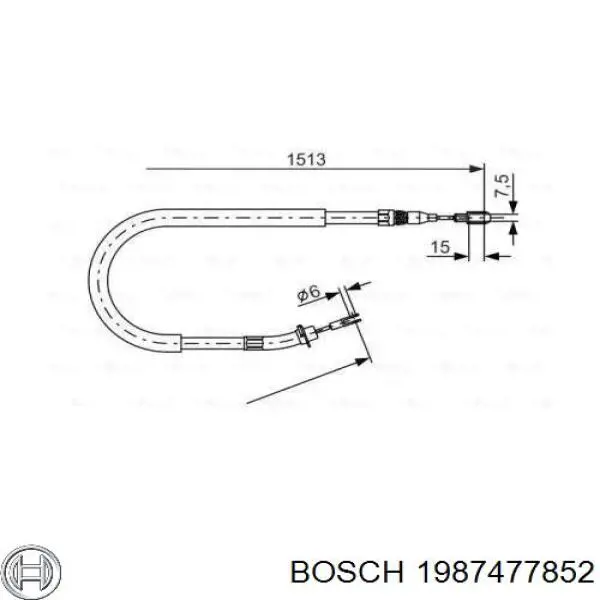 Купити 1987477852 Bosch Трос ручного гальма задній, правий/лівий