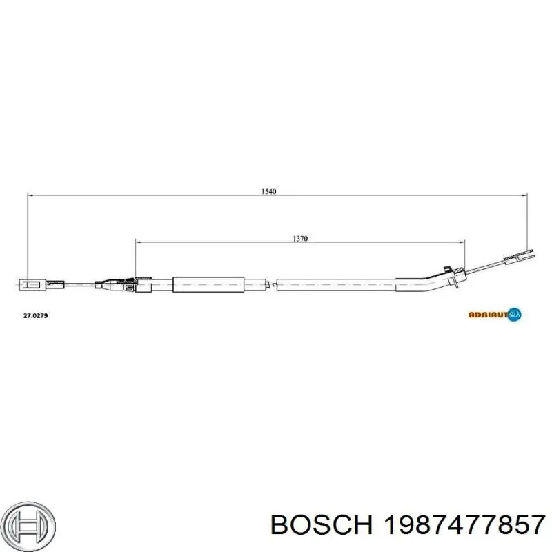 Купити 1987477857 Bosch Трос ручного гальма задній, правий/лівий