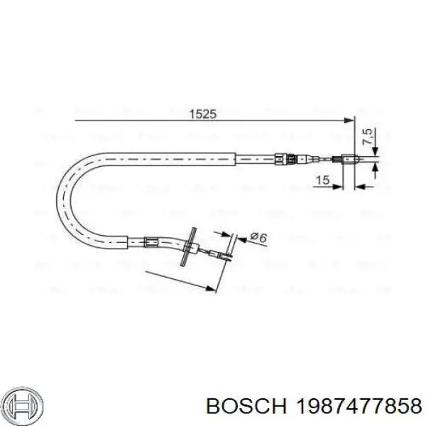 Трос стоянкового гальма задній лівий Bosch 1987477858 ціна, від 21.93 USD