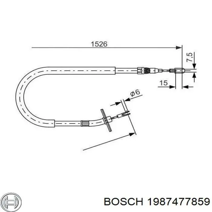 Купити 1987477859 Bosch Трос ручного гальма задній, правий