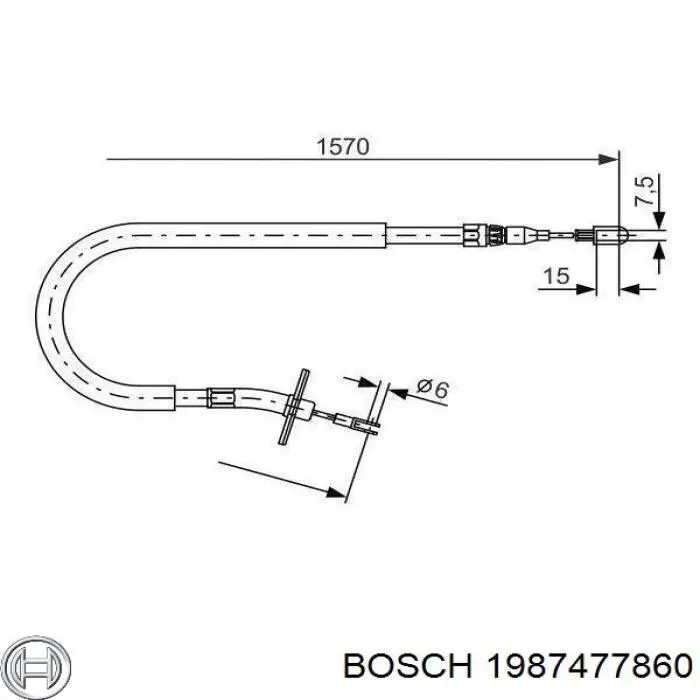 1987477860 Bosch трос ручного гальма задній, лівий