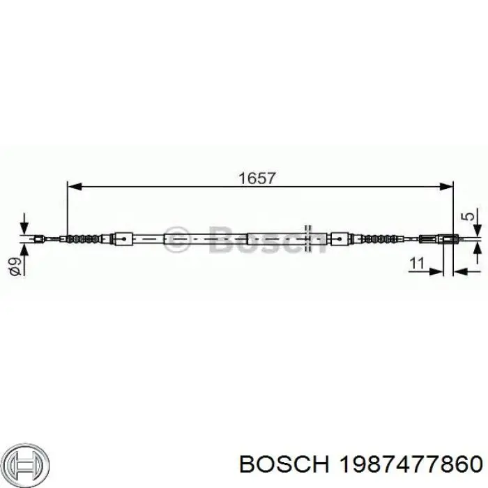 Трос стоянкового гальма задній лівий Bosch 1987477860 ціна, від 17.14 USD