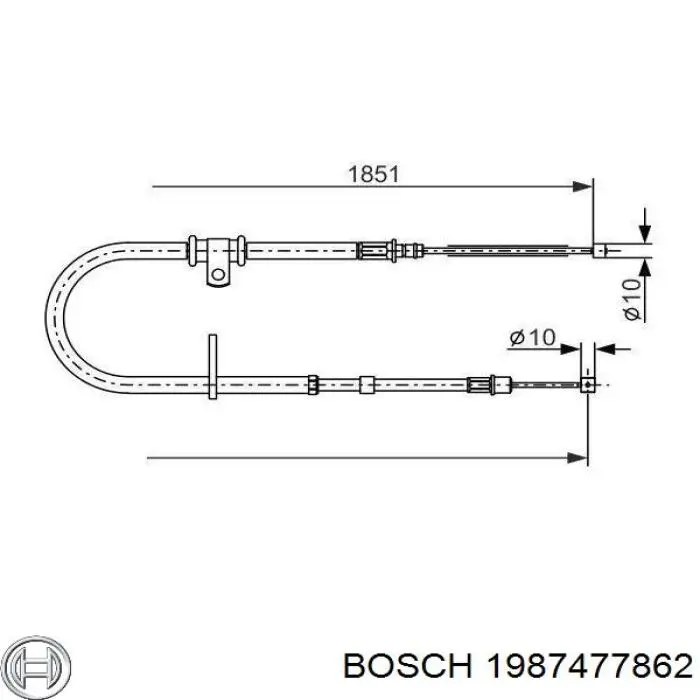1987477862 Bosch трос ручного гальма задній, лівий
