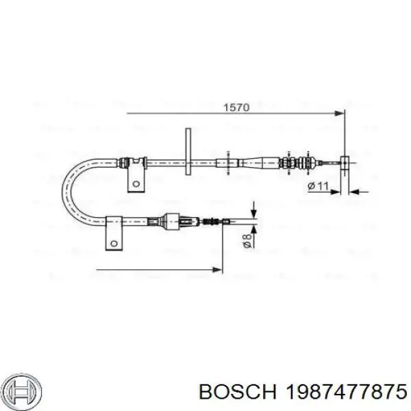 Трос ручного гальма задній, лівий 1987477875 Bosch