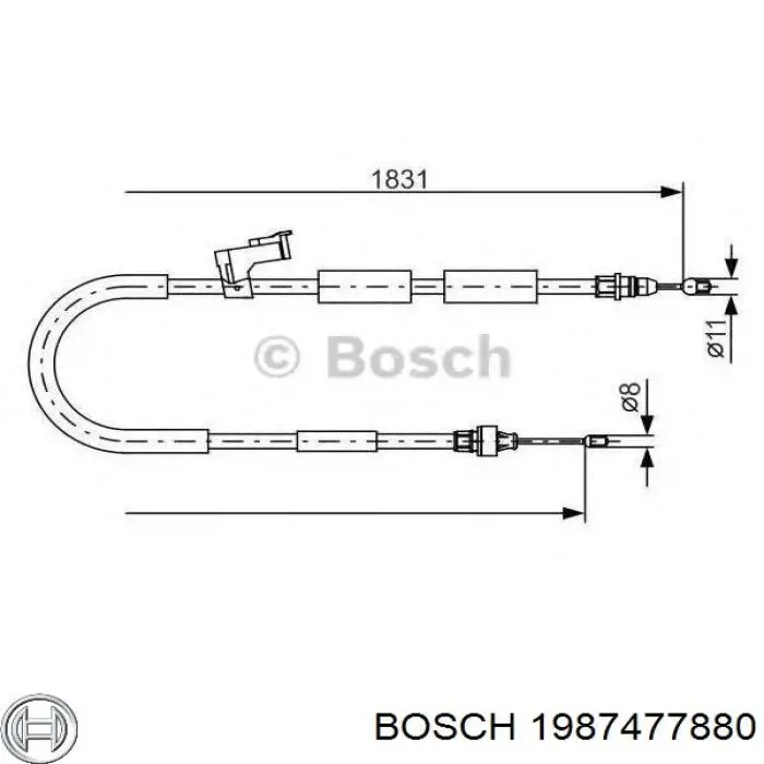 Купити 1987477880 Bosch Трос ручного гальма передній