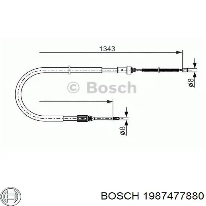 Трос ручного гальма передній 1987477880 Bosch