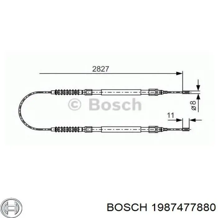 Трос стоянкового гальма передній Bosch 1987477880 ціна, від 10.77 USD