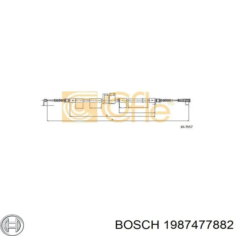 Купити 1987477882 Bosch Трос ручного гальма задній, правий