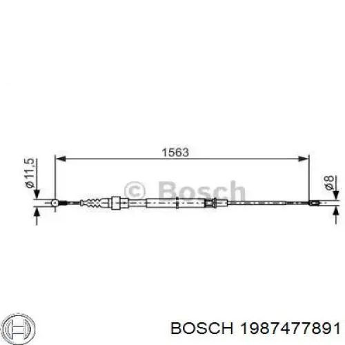 Купити 1987477891 Bosch Трос ручного гальма задній, правий/лівий