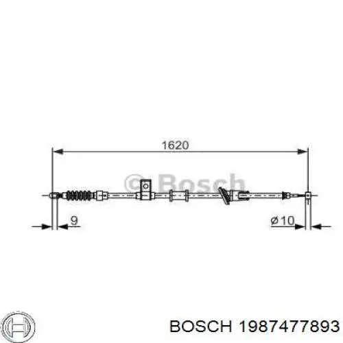 Купити 1987477893 Bosch Трос ручного гальма задній, лівий