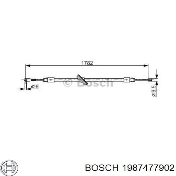 1987477902 Bosch Трос ручного гальма передній
