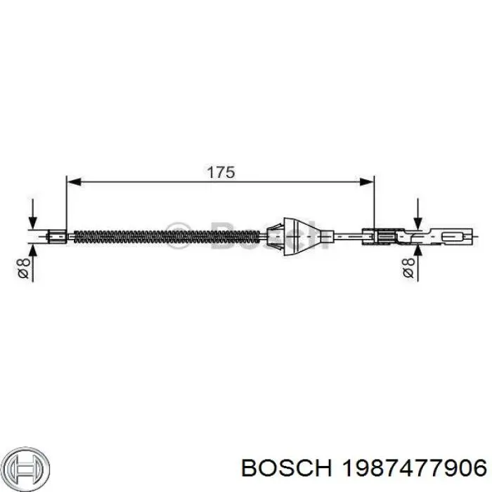 1987477906 Bosch трос ручного гальма задній, правий/лівий