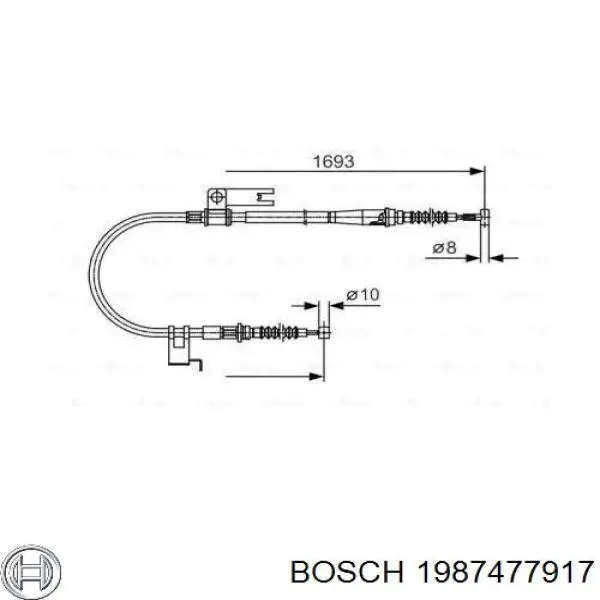 1987477917 Bosch трос ручного гальма задній, лівий