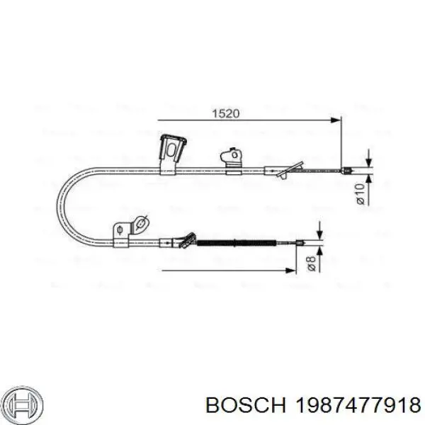 Трос стоянкового гальма задній лівий Bosch 1987477918 ціна, від 27.93 USD
