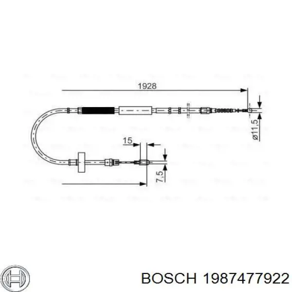 1987477922 Bosch трос ручного гальма задній, лівий
