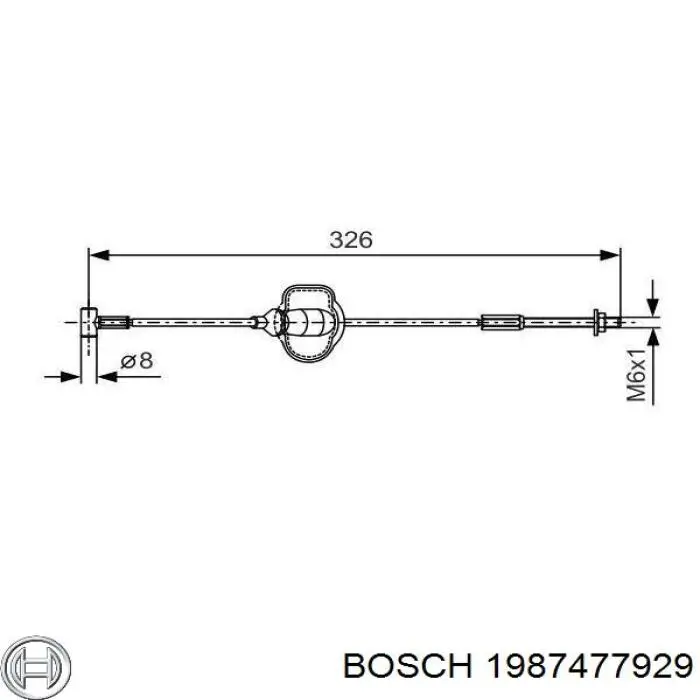 1987477929 Bosch трос ручного гальма передній