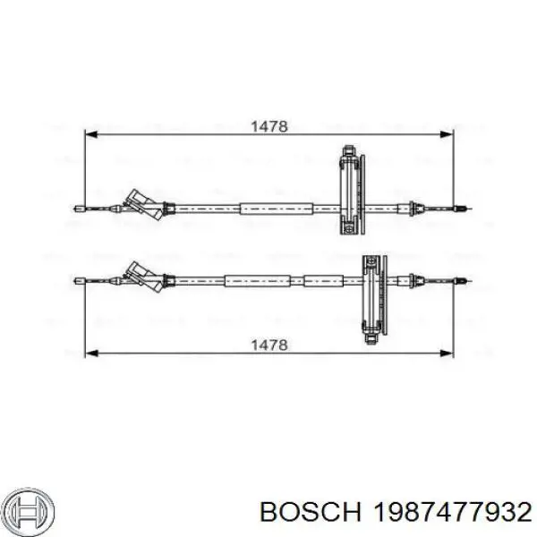 Трос ручного гальма задній, правий/лівий Bosch 1987477932 ціна, від 24.44 USD
