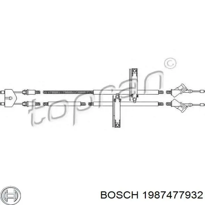 Трос ручного гальма задній, правий/лівий 1987477932 Bosch