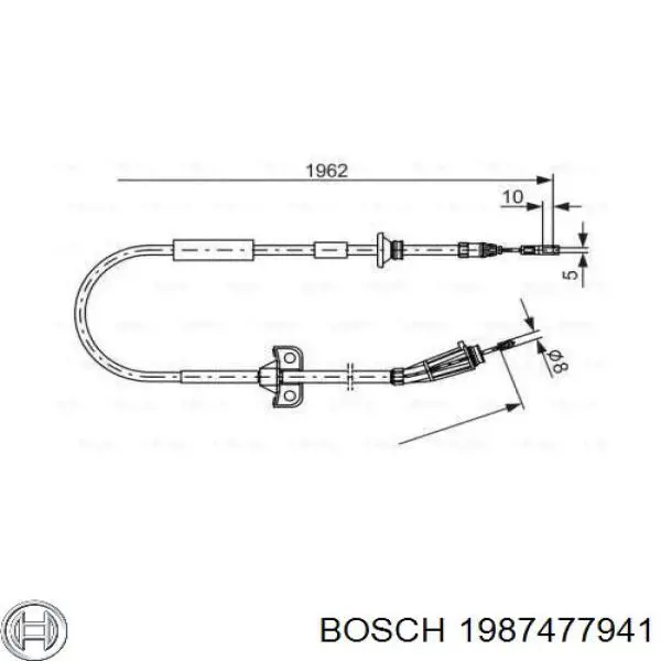 Купити 1987477941 Bosch Трос ручного гальма задній, правий/лівий