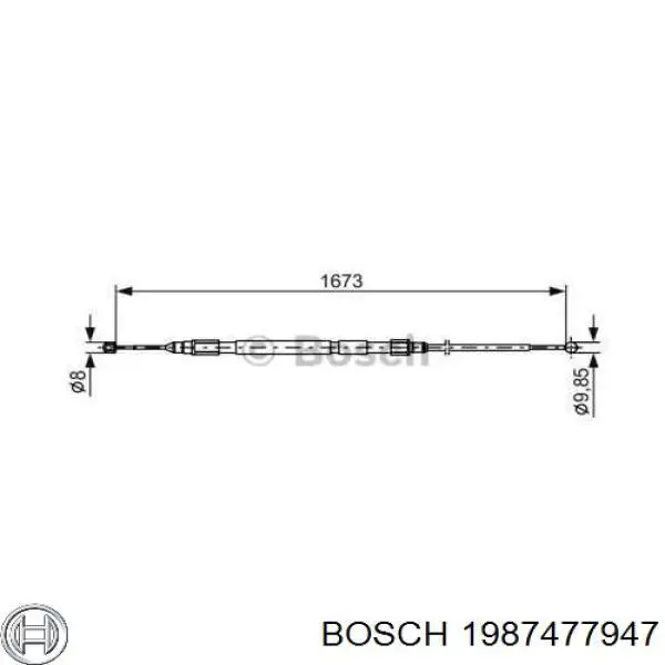 1987477947 Bosch Трос ручного гальма задній, правий