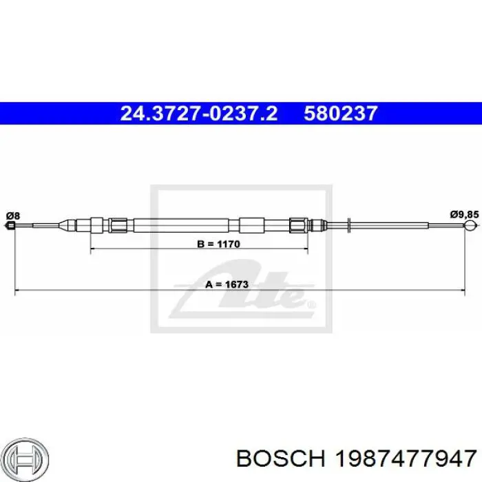Трос ручника задній правий Bosch 1987477947