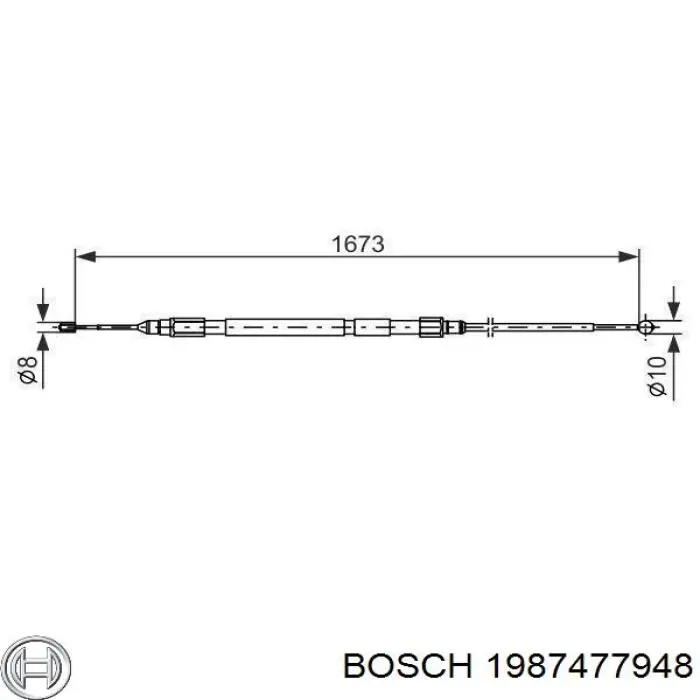 Трос ручного гальма задній, лівий 1987477948 Bosch