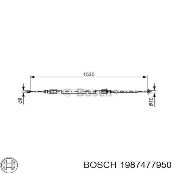 1987477950 Bosch трос ручного гальма задній, правий/лівий