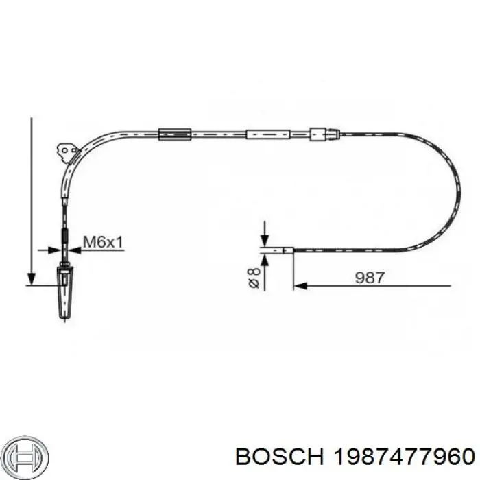 Купити 1987477960 Bosch Трос ручного гальма передній