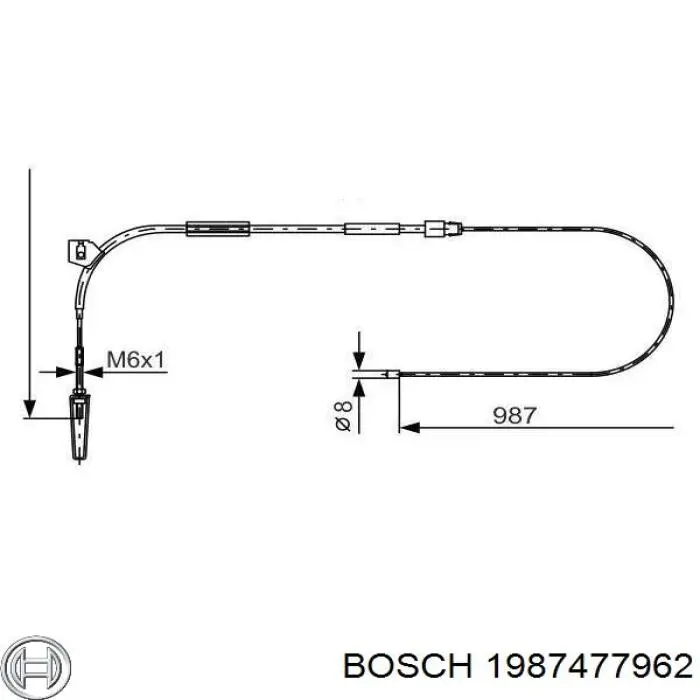 1987477962 Bosch трос ручного гальма передній