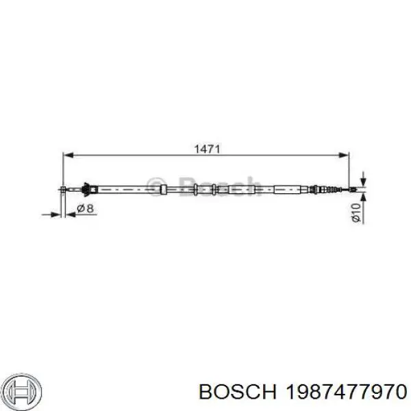 Купити 1987477970 Bosch Трос ручного гальма задній, правий