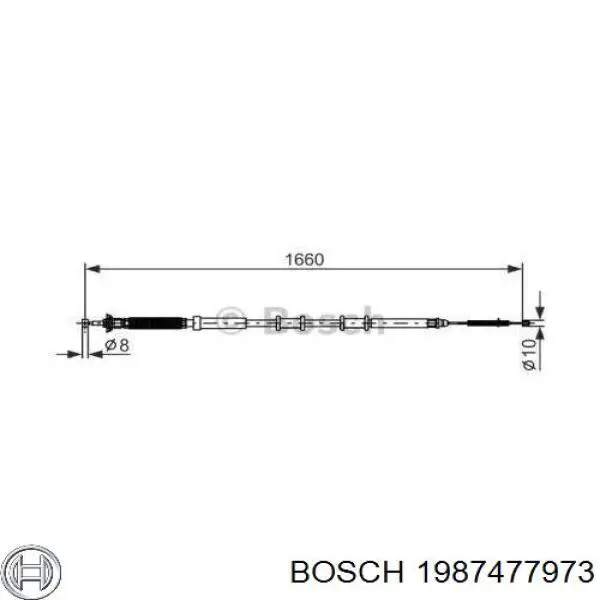 Трос стоянкового гальма задній правий Bosch 1987477973 ціна, від 12.18 USD