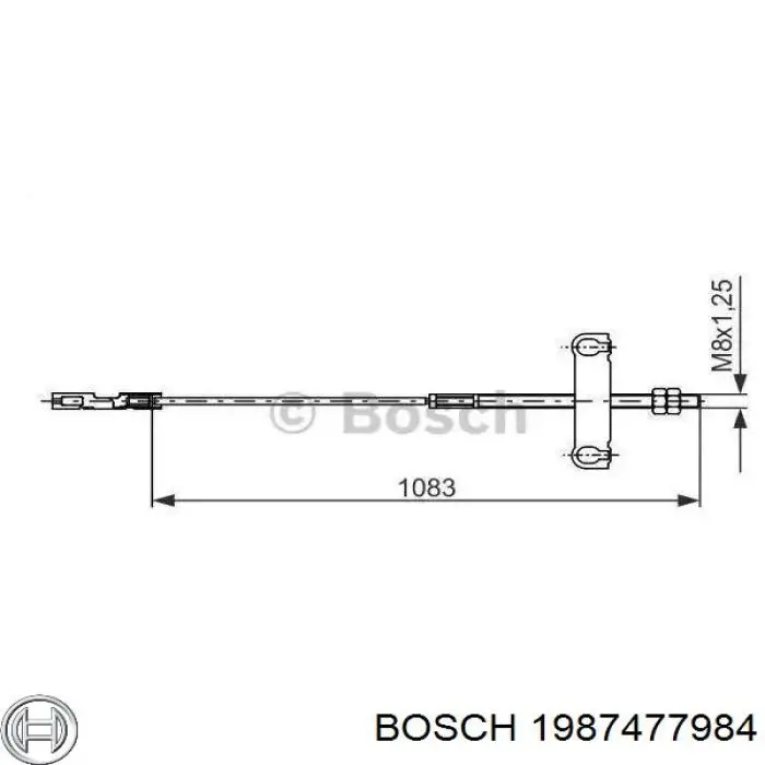 Трос ручного гальма передній 1987477984 Bosch